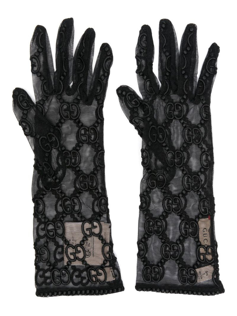 Black Gg MacramÃ_x0083_Â© Lace Gloves