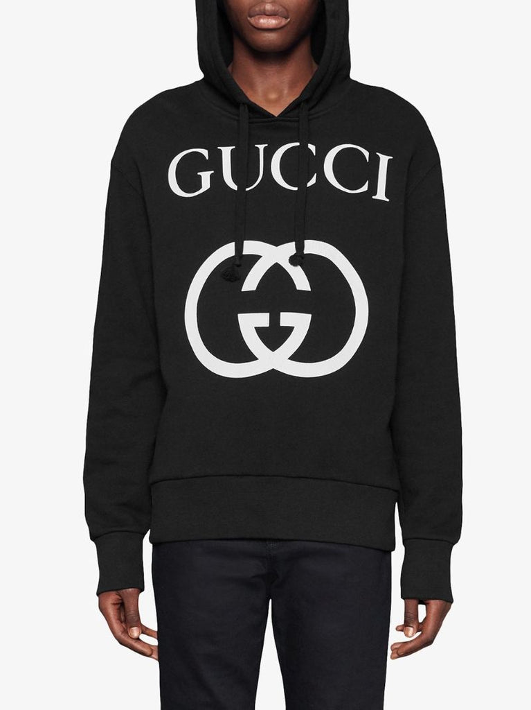 Black Logo Print Hoodie