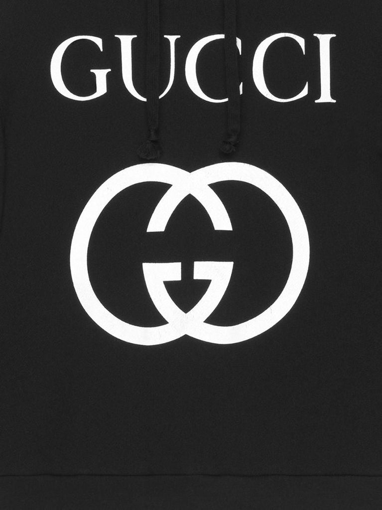 Black Logo Print Hoodie