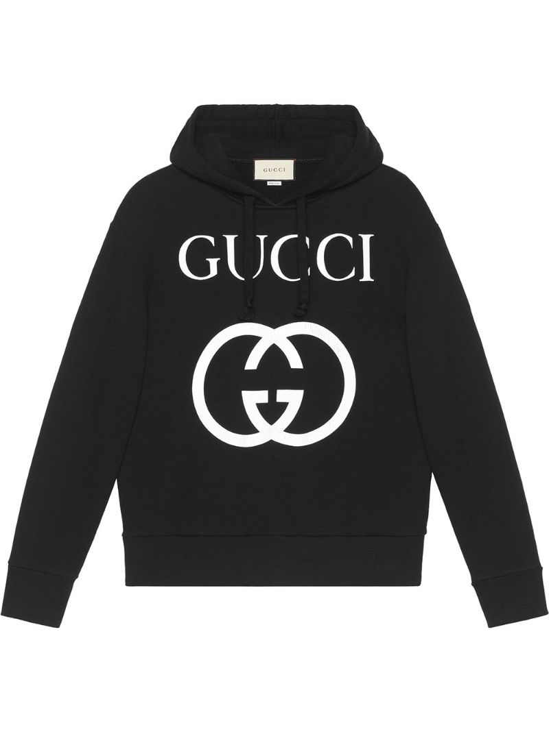 Black Logo Print Hoodie