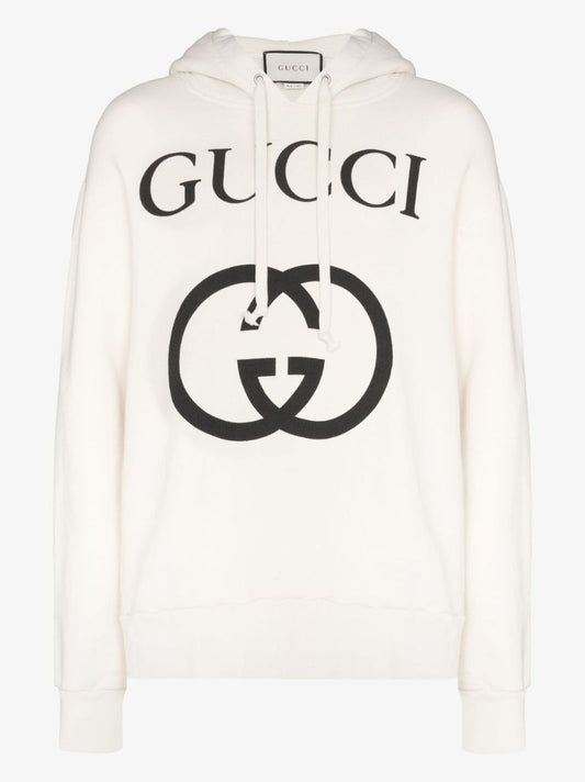 Neutral Gg Logo Cotton Hoodie