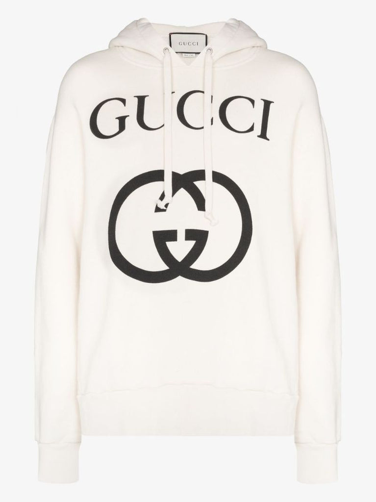 Neutral Gg Logo Cotton Hoodie