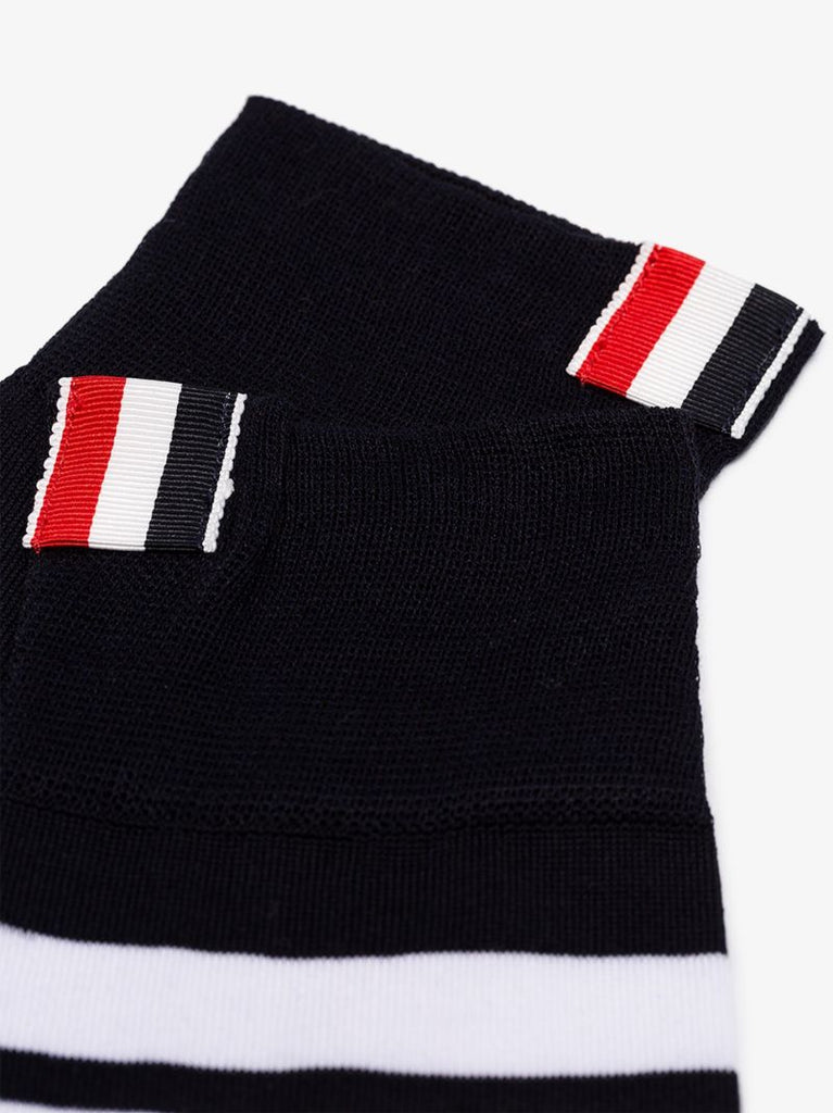 Navy Blue 4-bar Stripe Cotton Socks