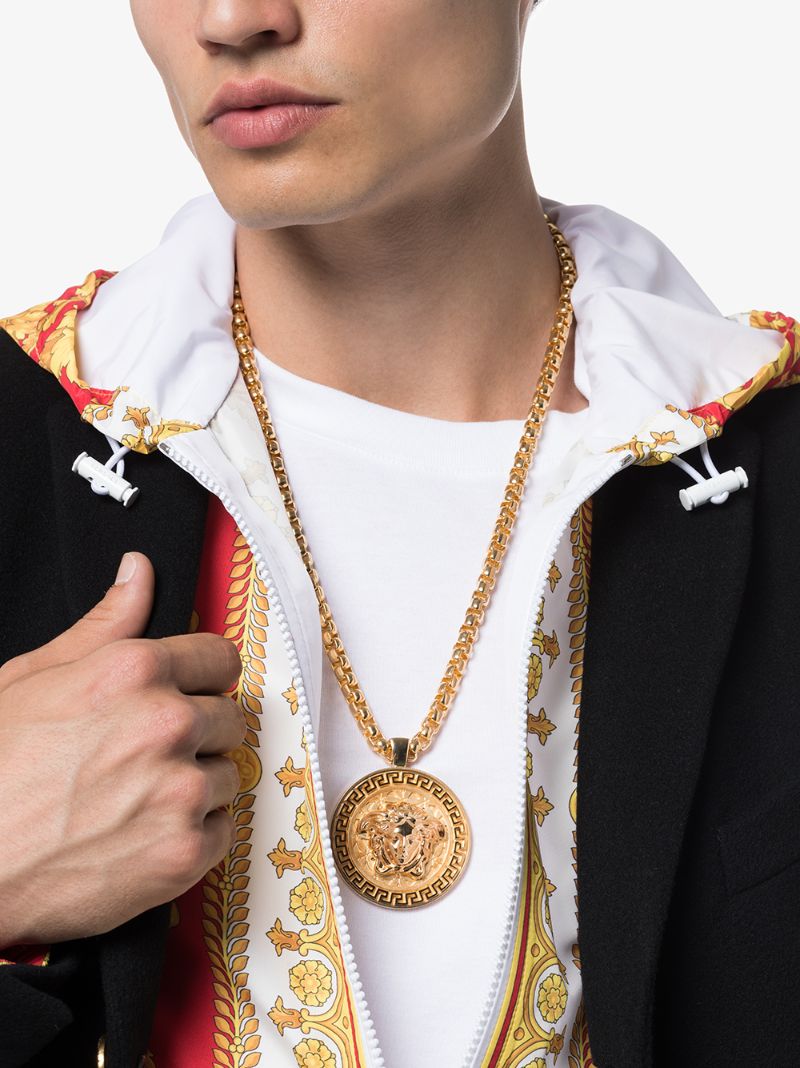 Gold Tone Medusa Medallion Necklace