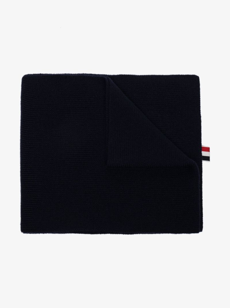 Navy Milano Stitch Merino Wool Scarf