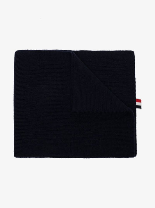 Navy Milano Stitch Merino Wool Scarf