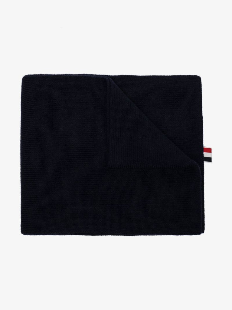 Navy Milano Stitch Merino Wool Scarf
