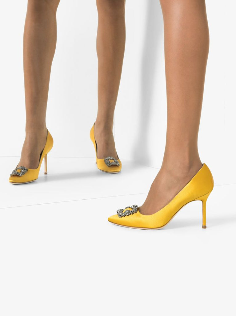 Yellow Hangisi 90 Satin Pumps