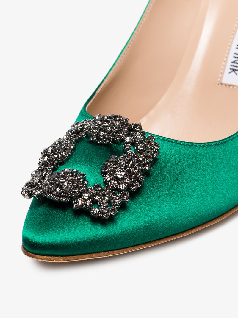 Green Hangisi 70 Crystal Satin Pumps