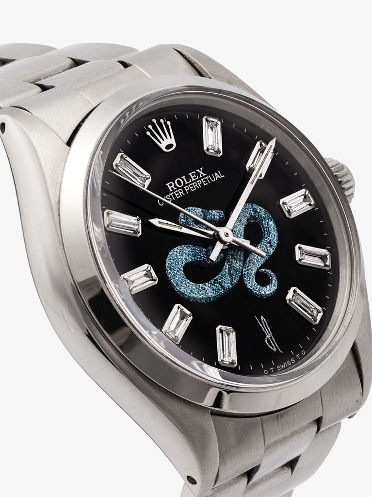 Reworked Vintage Stainless Steel Rolex Oyster Perpetual Watch