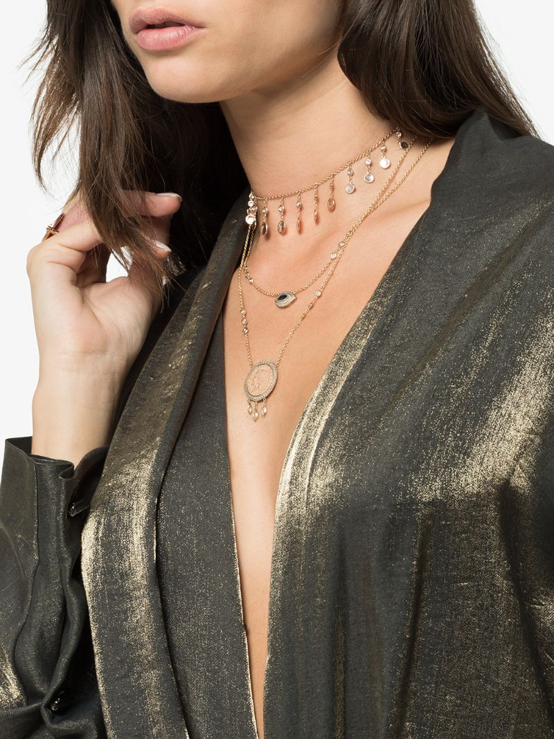 14k Rose Gold Shaker Diamond Necklace
