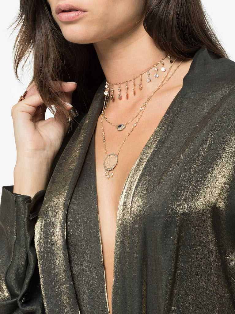 14k Rose Gold Shaker Diamond Necklace