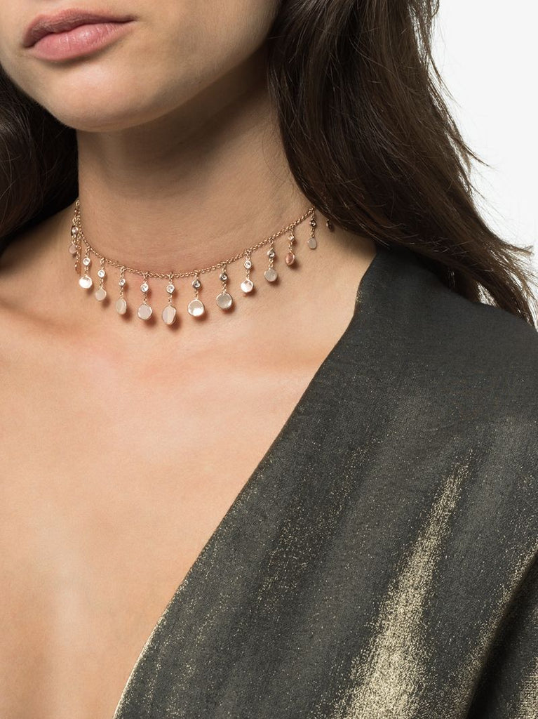 14k Rose Gold Shaker Diamond Necklace