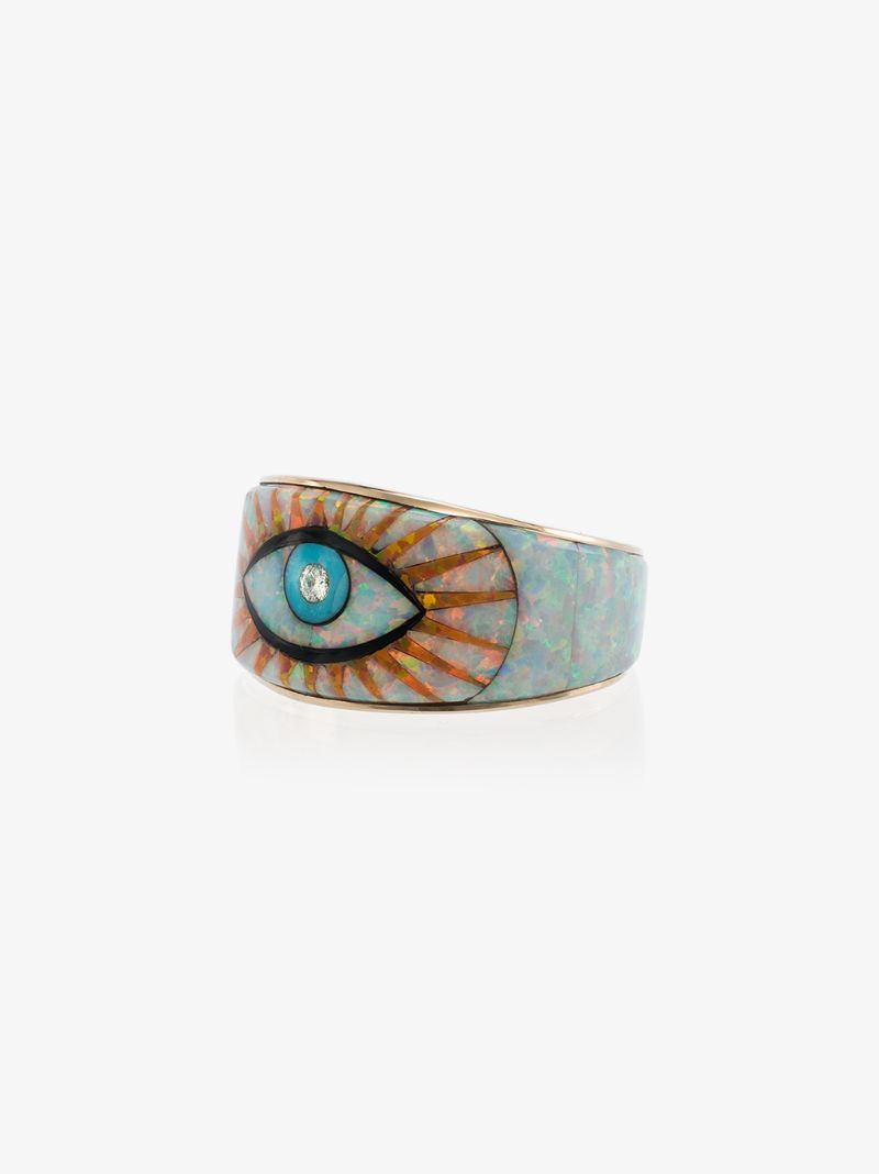 14k Yellow Gold Diamond Eyeburst Ring