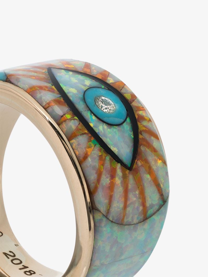 14k Yellow Gold Diamond Eyeburst Ring