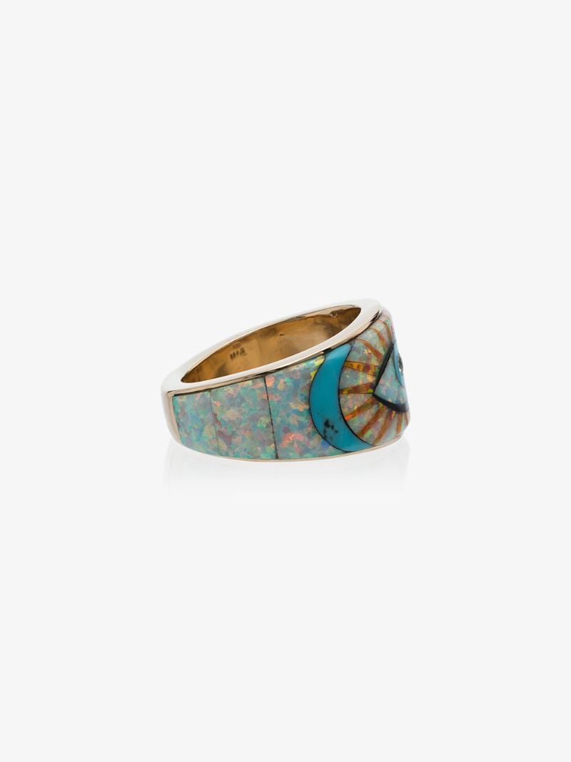14k Yellow Gold Diamond Eyeburst Ring