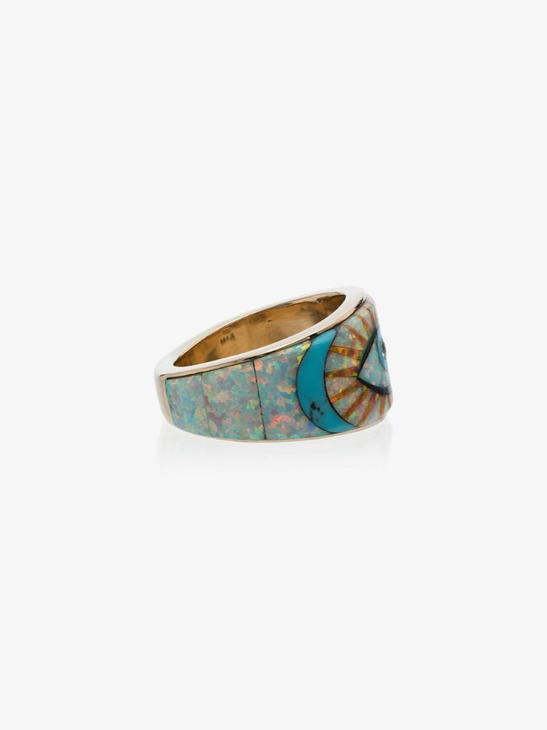 14k Yellow Gold Diamond Eyeburst Ring