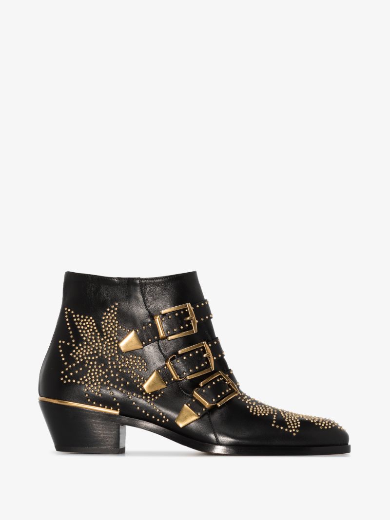 Black Susanna 30 Studded Leather Ankle Boots