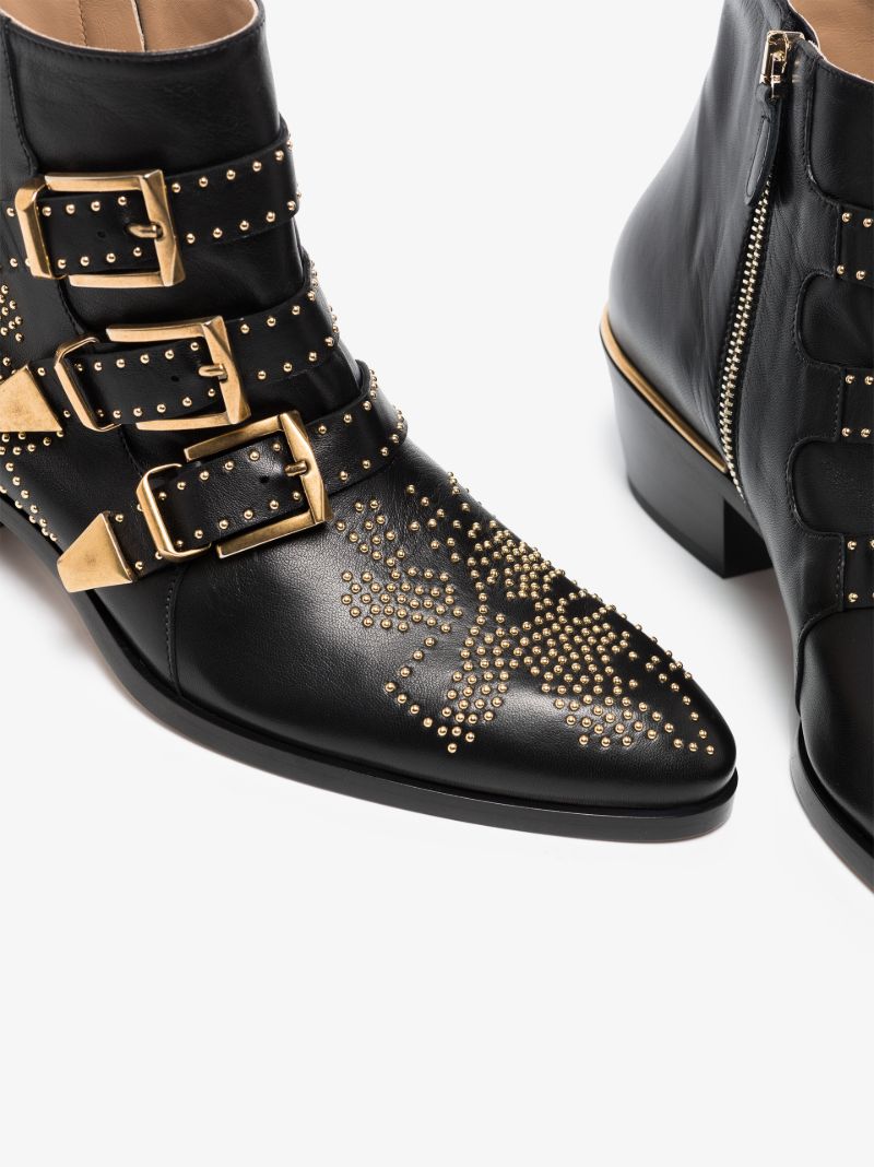 Black Susanna 30 Studded Leather Ankle Boots