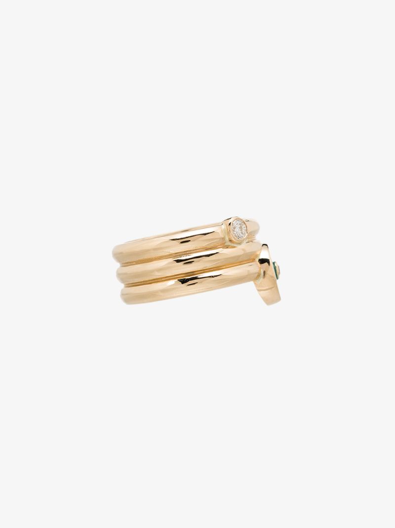 14k Yellow Gold Mini Compass Turquoise Diamond Ring