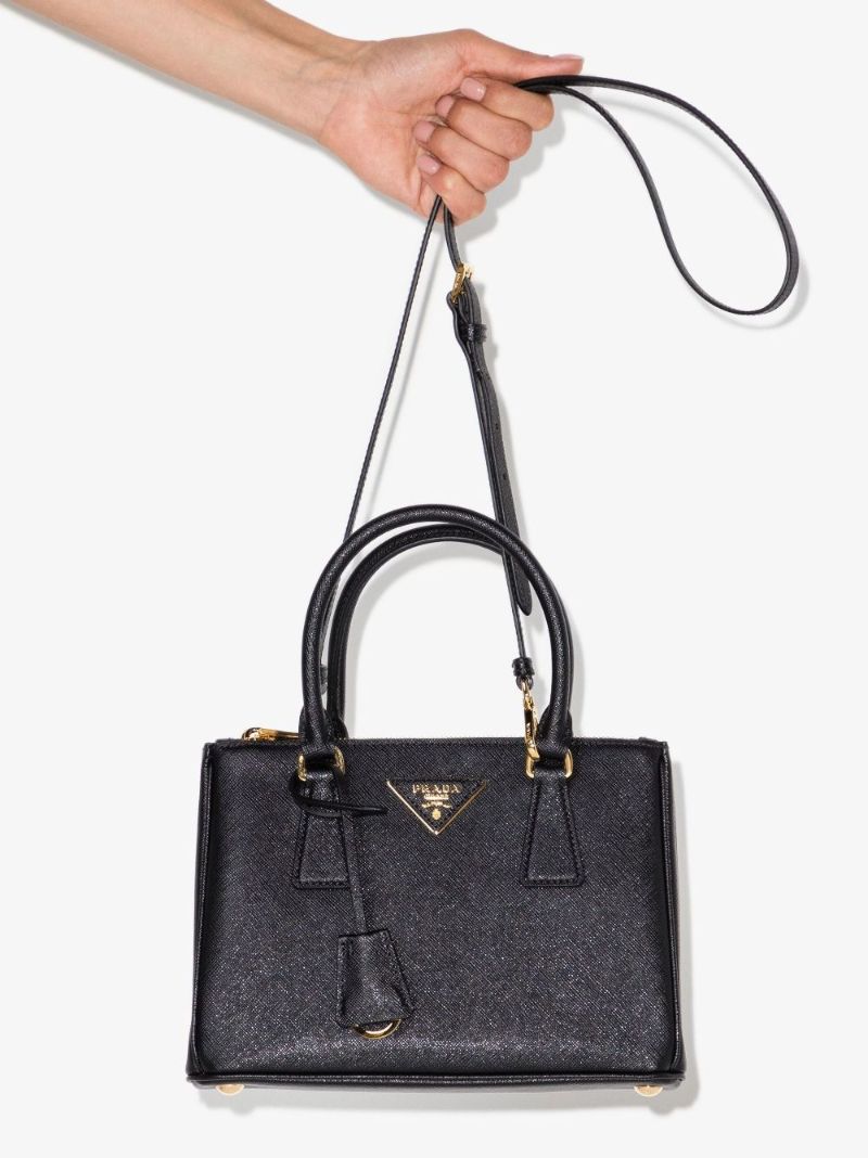Black Galleria Mini Saffiano Leather Tote Bag