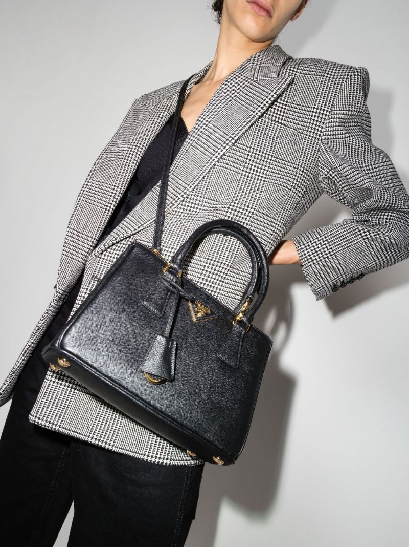Black Galleria Mini Saffiano Leather Tote Bag