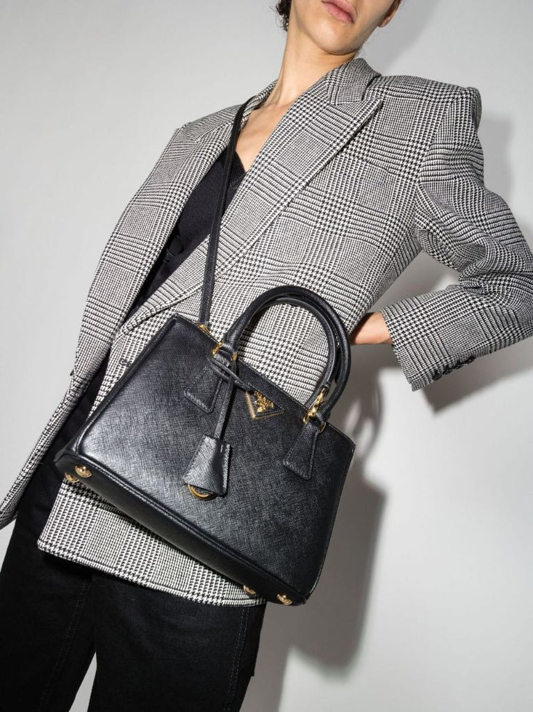Black Galleria Mini Saffiano Leather Tote Bag