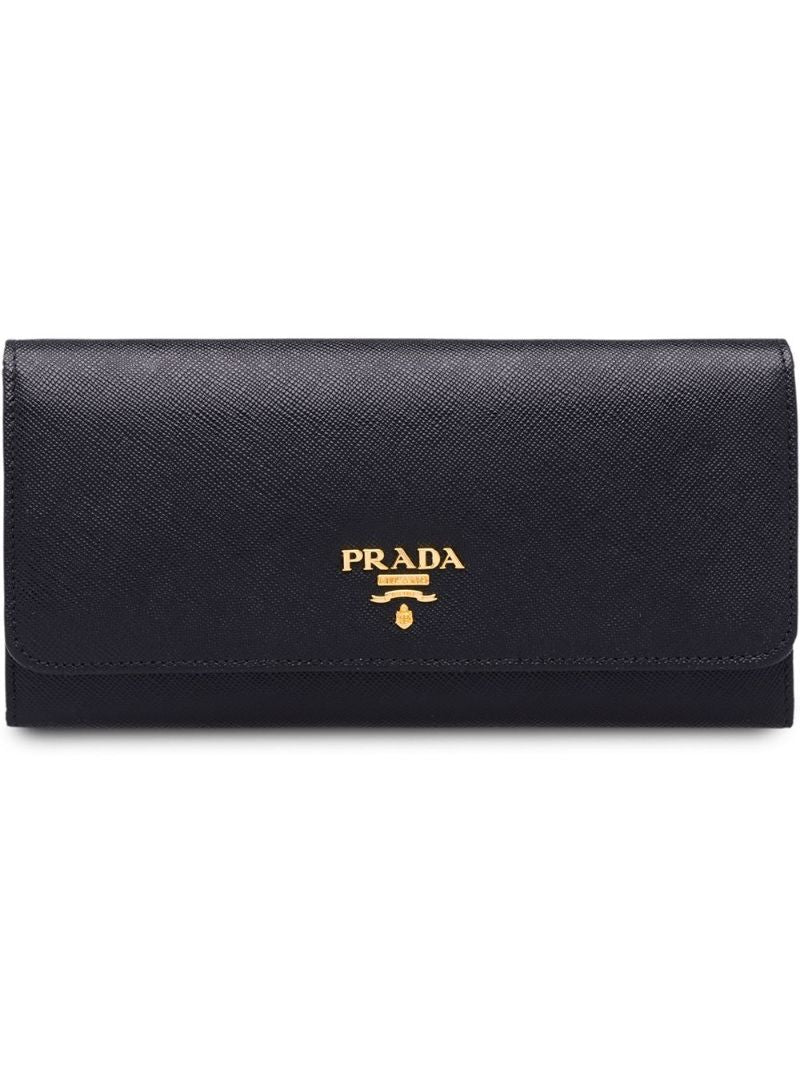 Black Logo Plaque Continental Leather Wallet