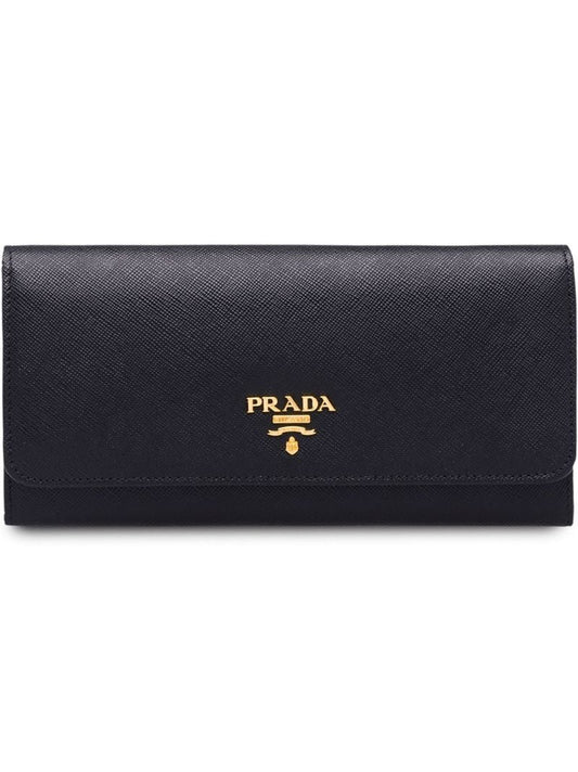 Black Logo Plaque Continental Leather Wallet