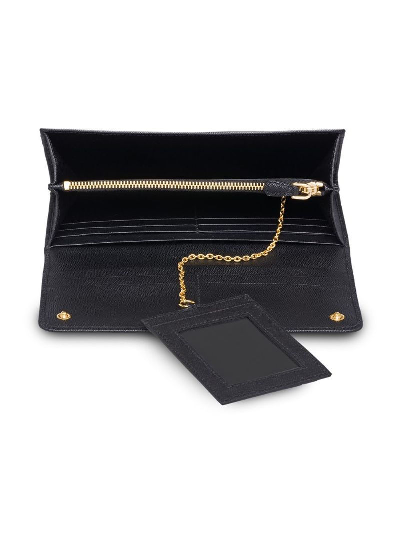 Black Logo Plaque Continental Leather Wallet