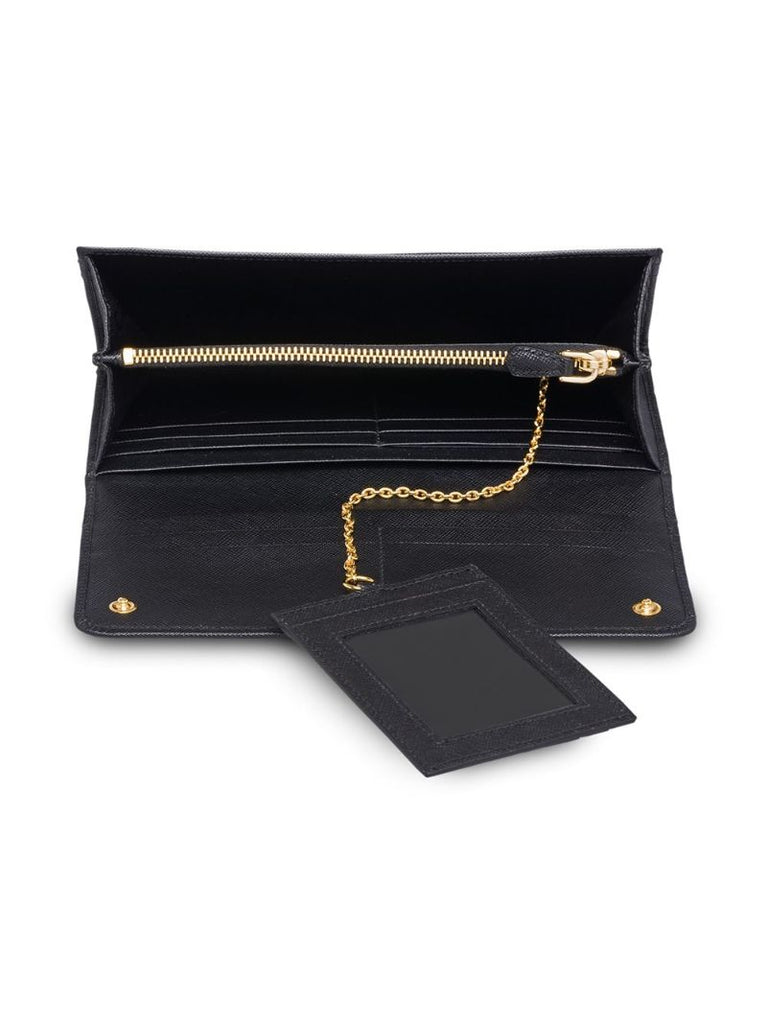 Black Logo Plaque Continental Leather Wallet
