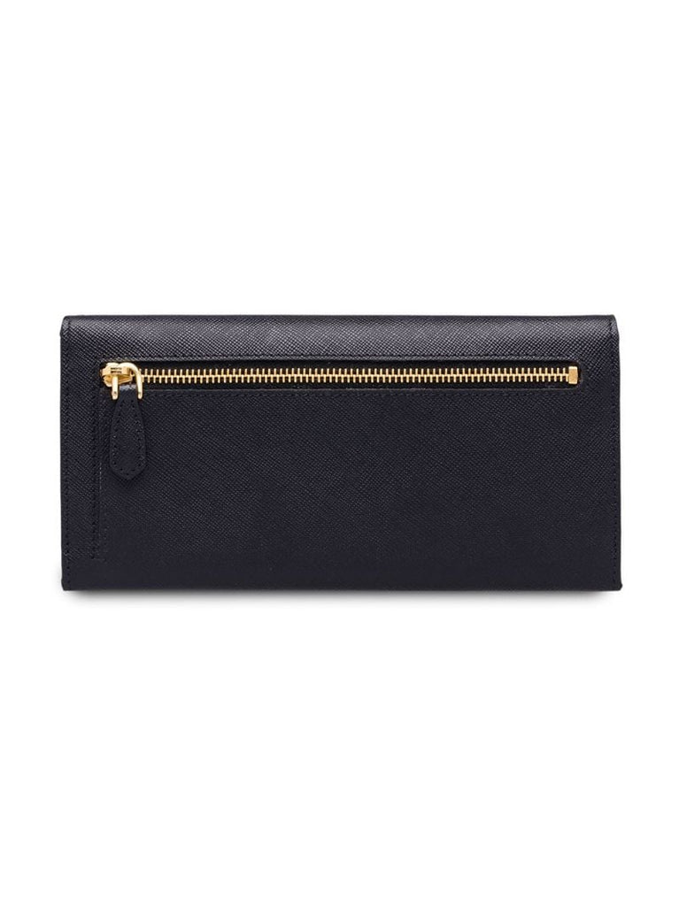Black Logo Plaque Continental Leather Wallet