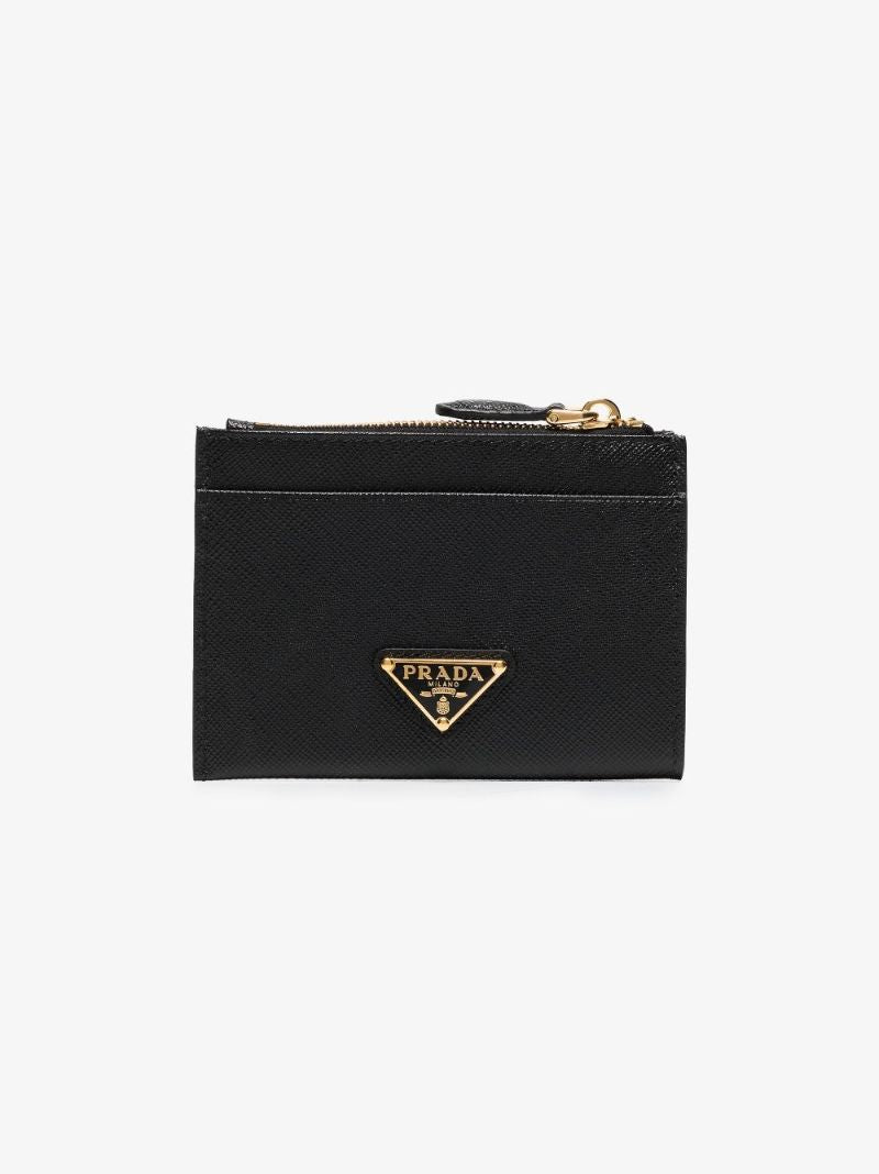 Black Logo Plaque Leather Card Holder