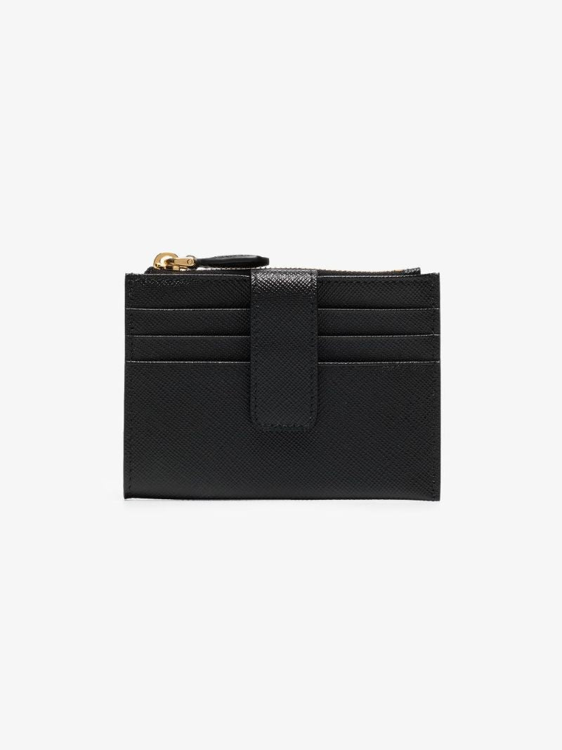 Black Logo Plaque Leather Card Holder
