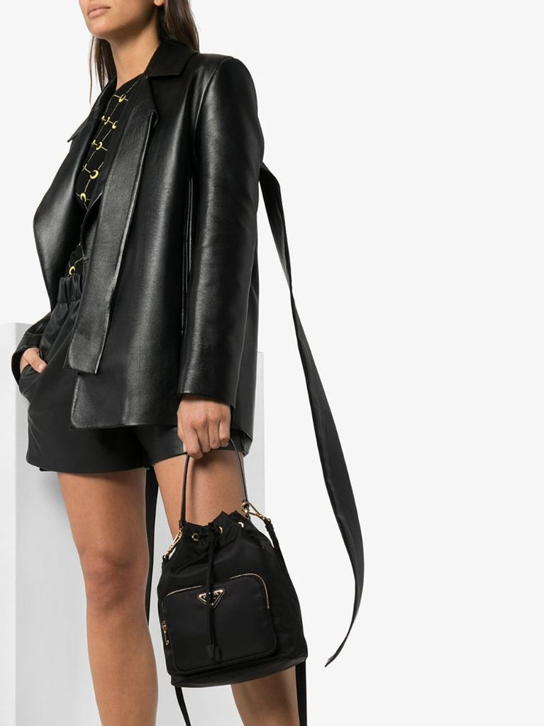 Logo-plaque Drawstring Shoulder Bag