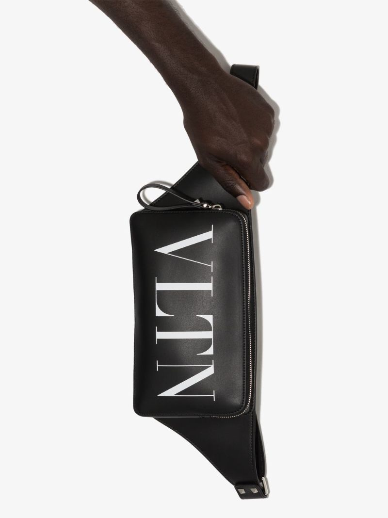 Black Vltn Leather Cross Body Bag
