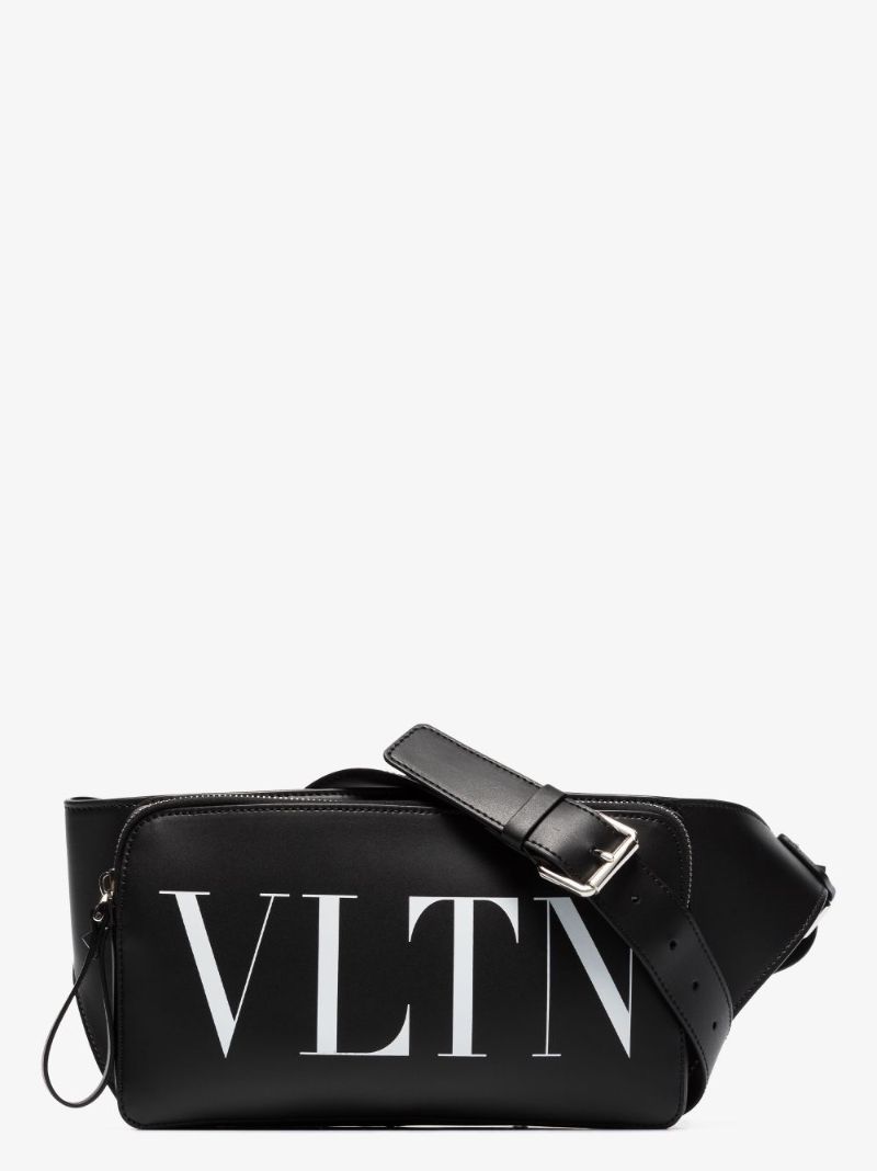 Black Vltn Leather Cross Body Bag