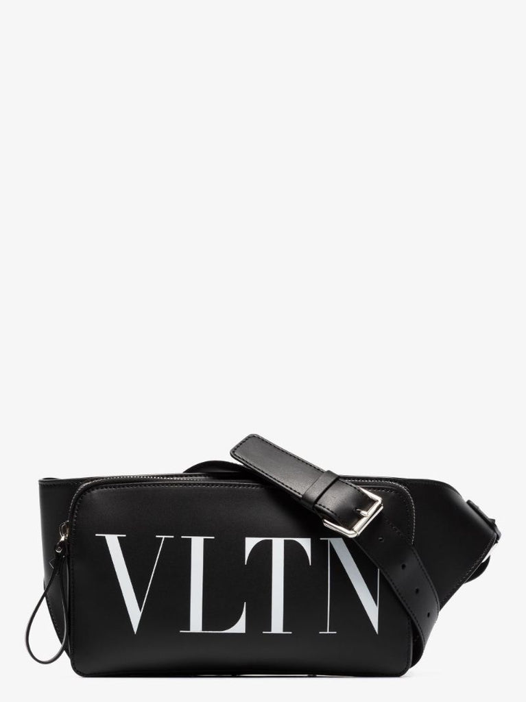 Black Vltn Leather Cross Body Bag
