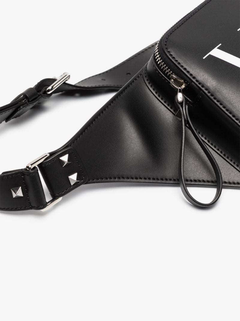 Black Vltn Leather Cross Body Bag