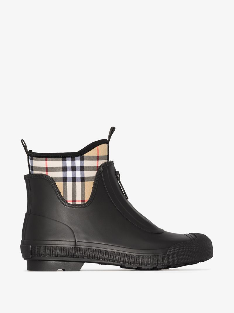 Black Vintage Check Ankle Boots