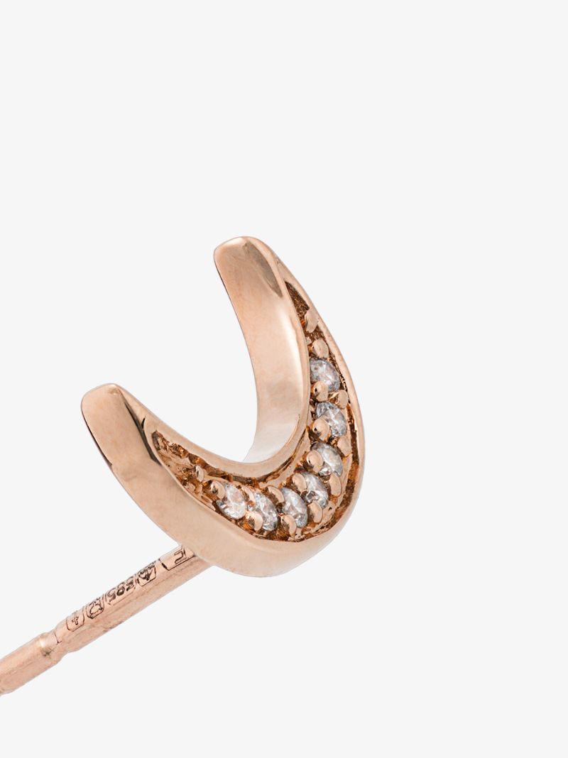 14k Rose Gold Diamond Moon Earring