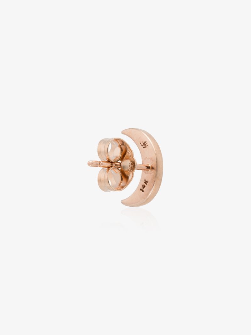 14k Rose Gold Diamond Moon Earring