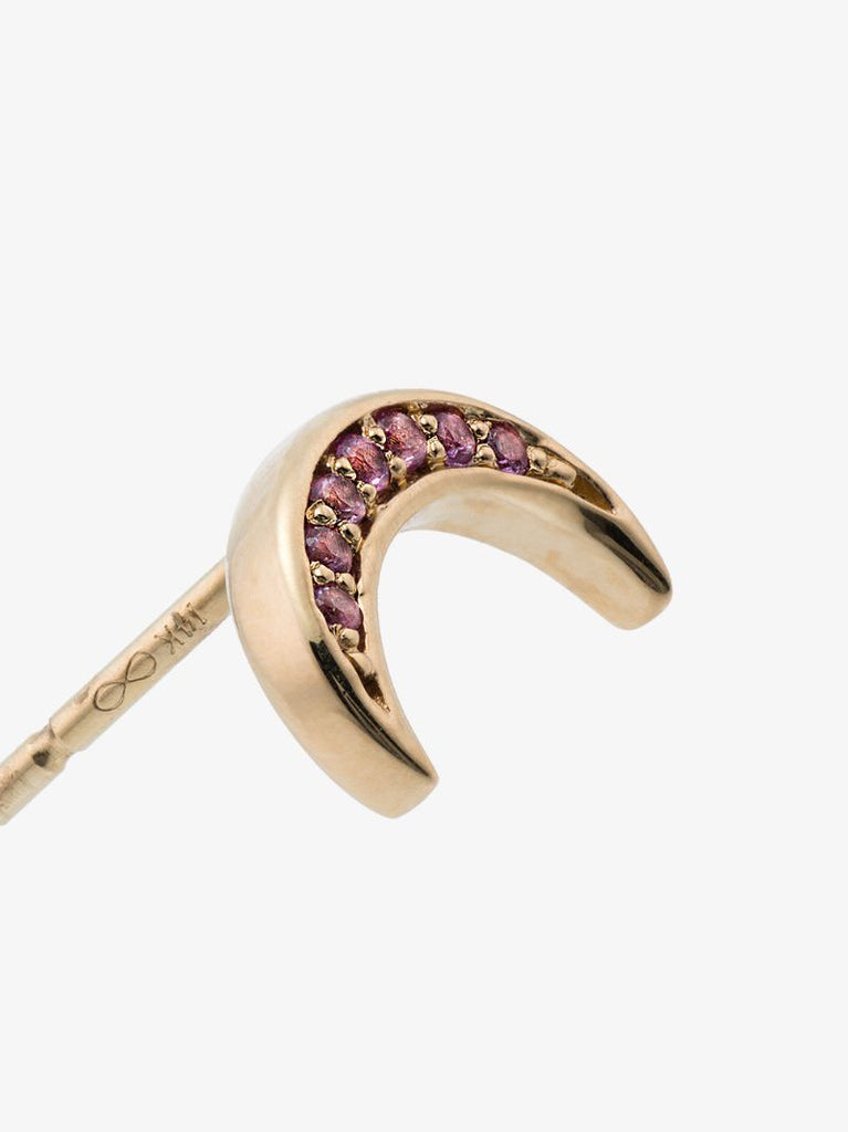14k Yellow Gold Sapphire Moon Earring