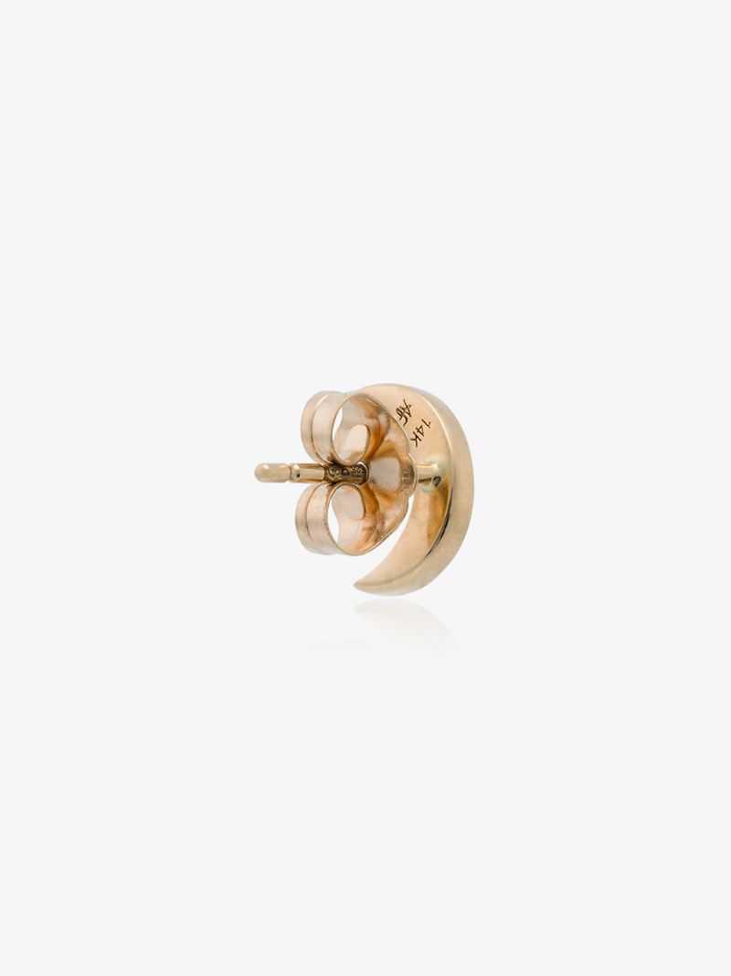 14k Yellow Gold Sapphire Moon Earring