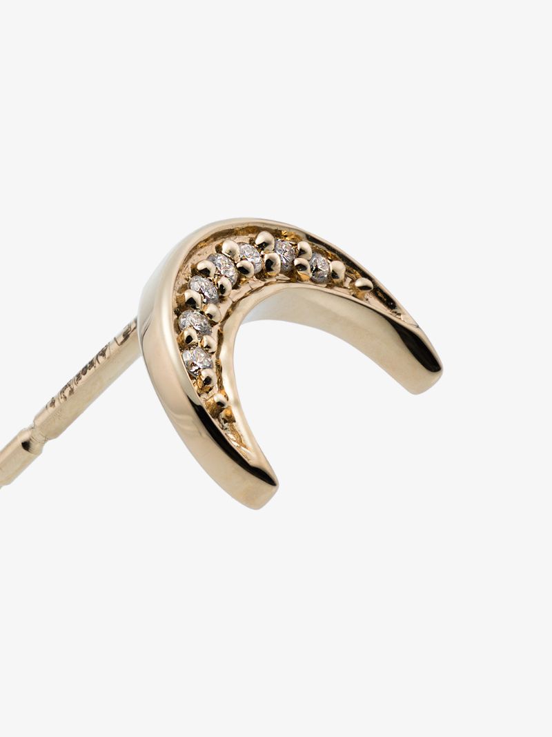 14k Yellow Gold Sapphire Moon Earring