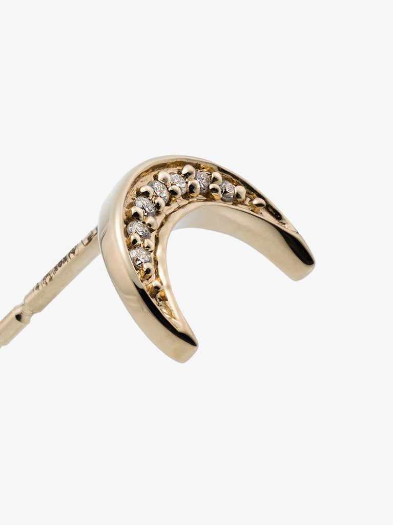 14k Yellow Gold Sapphire Moon Earring