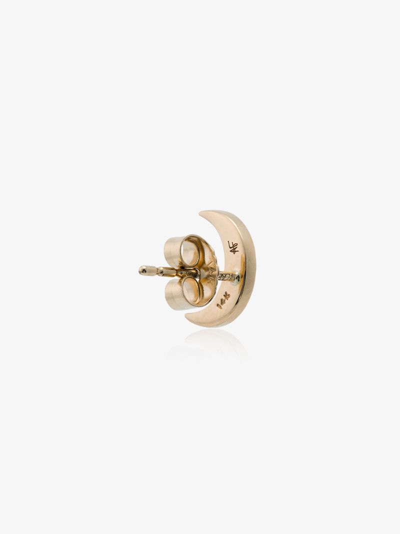 14k Yellow Gold Sapphire Moon Earring