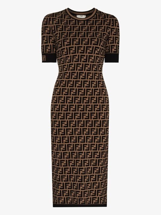 Ff-logo Knitted Midi Dress