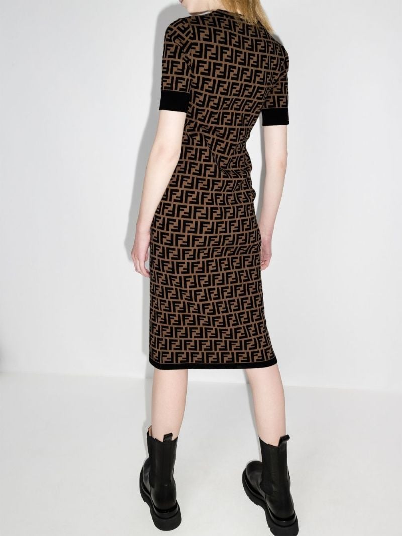 Ff-logo Knitted Midi Dress