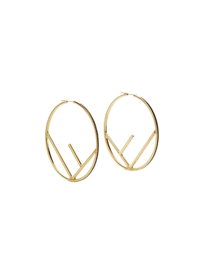 Gold Tone F Is Fendi Hoop Earrings